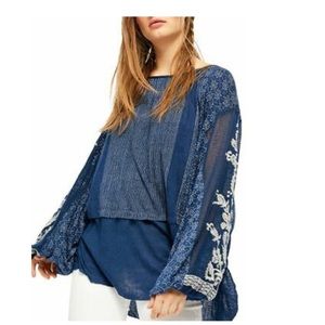 Free People Indigo Dreams Top Large